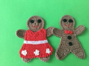 Finished crochet gingerbread couple landscape