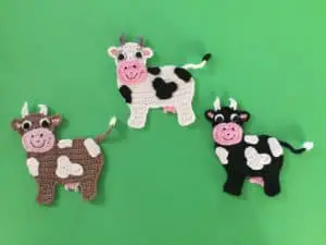 Finished crochet cow group landscape