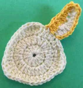 Crochet little rabbit head with first outer ear