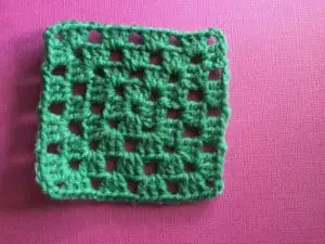 Finished crochet granny square landscape