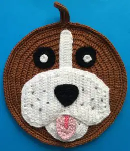 Crochet dog potholder head with eyes