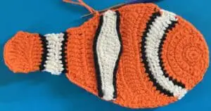 Crochet clown fish joining for top back fin