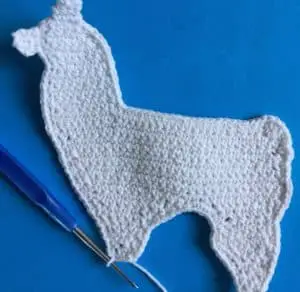 Crochet llama beginning front foot