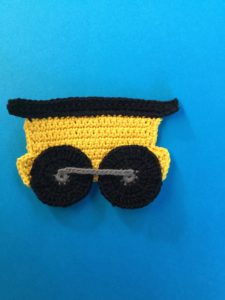 Finished crochet train carriage portrait