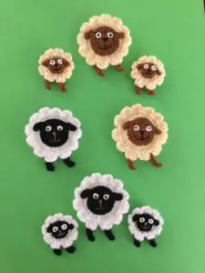 Finished easy crochet sheep group portrait