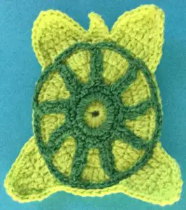 Crochet turtle body with shell marking