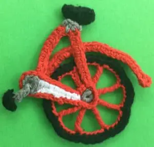 Crochet bicycle applique back fender with seat frame