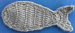Crochet shark body with tail neatened