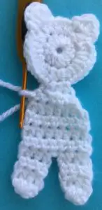 Crochet teddy for plane mobile joining for first arm