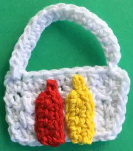 Crochet picnic food basket with sauce bottles
